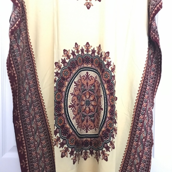 NWOT Patterned Oversized Kaftan Dress Gown Poncho Effect Maxi Bohemian Cover Up - Picture 3 of 7